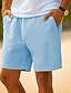 cheap Men&#039;s Shorts-Men&#039;s Shorts Linen Shorts Summer Shorts Pocket Drawstring Elastic Waist Plain Comfort Breathable Outdoor Daily Going out Linen Cotton Blend Fashion Casual White Sky Blue