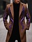 cheap Men&#039;s Printed Coats-Symbol Vintage Business Men&#039;s Coat Work Wear to work Going out Fall &amp; Winter Turndown Long Sleeve Black Yellow Purple S M L Polyester Weaving Jacket