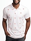 cheap Graphic Polo-Valentine&#039;s Day Heart Men&#039;s Casual Print 3D Outdoor Daily Wear Streetwear  Polyester Short Sleeve Turndown Polo Shirts White Pink Spring &amp; Summer S M L Micro-elastic