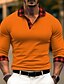 cheap Classic Polo-Men&#039;s Polo Shirt Button Up Polos Work Casual Lapel Long Sleeve Fashion Basic Plaid Patchwork Button Spring &amp;  Fall Regular Fit Black White Navy Blue Orange Polo Shirt