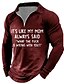 cheap Graphic Polo-Letter Men&#039;s Casual Print 3D Zip Polo Outdoor Casual Daily Streetwear Polyester Long Sleeve Turndown Zip Polo Shirts Black Wine Spring &amp; Summer S M L Micro-elastic Lapel Polo