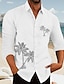 cheap Men&#039;s Printed Shirts-Palm Tree Casual Men&#039;s Shirt Linen Shirt Outdoor Daily Vacation Spring &amp;  Fall Lapel Long Sleeve White, Blue, Gray S, M, L Polyester Shirt