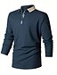 cheap Classic Polo-Men&#039;s Button Up Polos Golf Shirt Business Lapel Long Sleeve Fashion Basic Solid Color Button Spring &amp;  Fall Regular Fit Black Navy Blue Brown Rose Button Up Polos