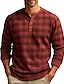 cheap Men&#039;s Graphic Tshirt-Graphic Plaid Fashion Daily Casual Men&#039;s 3D Print Henley Shirt Casual Holiday Going out T shirt Blue Red &amp; White Brown Long Sleeve Henley Shirt Spring &amp;  Fall Clothing Apparel S M L XL XXL 3XL 4XL