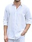 cheap Men&#039;s Linen Shirts-Men&#039;s Shirt Linen Shirt Button Up Shirt Casual Shirt Black White Blue Long Sleeve Plain Lapel Spring &amp;  Fall Casual Daily Clothing Apparel Patchwork