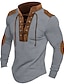 cheap Men&#039;s Casual T-shirts-Men&#039;s T shirt Tee Waffle Knit Tee Tee Top Long Sleeve Shirt Color Block Hooded Street Vacation Long Sleeve Lace up Patchwork Clothing Apparel Fashion Designer Basic
