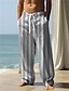 cheap Men&#039;s Plus Size Bottoms-Stripe Casual Men‘s 3D Print Pants Trousers Outdoor Daily Wear Streetwear Polyester Pink Gray S M L Medium Waist Elasticity Pants