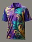 cheap Graphic Polo-Carnival Leaf Symbol Men&#039;s Abstract Print 3D Golf Polo Outdoor Daily Wear Streetwear Mardi Gras Polyester Short Sleeve Turndown Polo Shirts Mint Green Light Purple Spring &amp; Summer S M L Micro-elastic