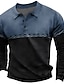 cheap Graphic Polo-Color Block Men&#039;s Vintage Print 3D Outdoor Casual Daily Streetwear Polyester Long Sleeve Turndown Polo Shirts Blue Brown Fall &amp; Winter S M L Micro-elastic Lapel Polo