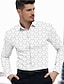 cheap Men&#039;s Printed Shirts-Geometry Business Men&#039;s Shirt Daily Wear Going out Spring &amp; Summer Turndown Long Sleeve Black, White, Blue S, M, L 4-Way Stretch Fabric Shirt