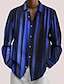 cheap Men&#039;s Printed Shirts-Stripe Geometry Business Men&#039;s Shirt Linen Shirt Daily Wear Going out Weekend Spring Turndown Long Sleeve Navy Blue, Blue, Gray S, M, L Slub Fabric Shirt