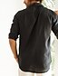 cheap Men&#039;s Linen Shirts-Men&#039;s Shirt Linen Shirt Button Up Shirt Beach Shirt Black Long Sleeve Plain Lapel Spring &amp;  Fall Casual Daily Clothing Apparel Front Pocket