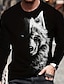 cheap Men&#039;s Graphic Tshirt-Graphic Animal Wolf Fashion Designer Casual Men&#039;s 3D Print T shirt Tee Sports Outdoor Holiday Going out T shirt Black Long Sleeve Crew Neck Shirt Spring &amp;  Fall Clothing Apparel S M L XL 2XL 3XL 4XL