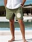 cheap Men&#039;s Shorts-Men&#039;s Shorts Linen Shorts Summer Shorts Drawstring Elastic Waist Straight Leg Embroidery Comfort Breathable Short Casual Daily Holiday Linen Cotton Blend Fashion Classic Style Green