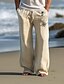 cheap Men&#039;s Plus Size Bottoms-Coconut Tree Compass Vintage Men&#039;s Linen Pants Pants Trousers Outdoor Daily Wear Streetwear Cotton Linen Black Blue Brown S M L Mid Waist Elasticity Pants