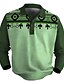 cheap Graphic Polo-Tribal Men&#039;s Vintage Print 3D Waffle Polo Shirt Golf Polo Outdoor Casual Daily Streetwear Polyester Long Sleeve Turndown Zip Polo Shirts Blue Green Spring S M L Micro-elastic Lapel Polo