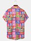 cheap Men&#039;s Printed Shirts-Valentine&#039;s Day Skull Casual Hippie Men&#039;s Shirt Daily Wear Going out Weekend Autumn / Fall Turndown Short Sleeves Pink, Purple, Gray S, M, L 4-Way Stretch