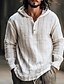 cheap Men&#039;s Linen Shirts-Men&#039;s Linen Shirt Hooded Shirt Maroon White Army Green Long Sleeve Stripes Hooded Spring &amp;  Fall Holiday Vacation Clothing Apparel