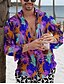 cheap Men&#039;s Printed Shirts-Leaf Tropical Hawaiian Fashion Casual Men&#039;s Shirt Button Up Shirt Casual Shirt Daily Hawaiian Vacation Spring &amp;  Fall Lapel Long Sleeve Purple S, M, L 100% Cotton Shirt