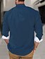 cheap Men&#039;s Printed Shirts-Pano Keys Men&#039;s Casual 3D Printed Shirt Daily Wear Going out Weekend Spring Standing Collar Long Sleeve Navy Blue, Blue, Gray S, M, L Slub Fabric Shirt