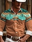 cheap Men&#039;s Printed Shirts-Aztec Tribal Ethnic Men&#039;s Vintage western style 3D Printed Western Shirt  Daily Wear Going out Weekend Spring &amp; Summer Turndown Long Sleeve Pink Green Khaki S M L 4-Way Stretch Fabric Shirt