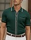 cheap Knit Polo Sweater-Men&#039;s Knit Polo Sweater Golf Polo Business Casual Lapel Button Short Sleeve Fashion Basic Color Block Button Pocket Summer Pink Dark Green Purple Knit Polo Sweater