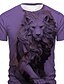 cheap Men&#039;s Graphic Tshirt-Animal Lion Designer Men&#039;s Subculture Style 3D Print T shirt Tee Sports Outdoor Holiday Going out T shirt Light Brown Light Purple Purple Short Sleeve Crew Neck Shirt Spring &amp; Summer