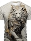 cheap Men&#039;s Graphic Tshirt-Animal Lion Designer Men&#039;s Subculture Style 3D Print T shirt Tee Sports Outdoor Holiday Going out T shirt Light Brown Light Purple Purple Short Sleeve Crew Neck Shirt Spring &amp; Summer
