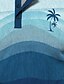 cheap Men&#039;s Graphic Tshirt-Gradient Color Coconut Palm Men&#039;s Resort Hawaiian 3D Print Waffle Henley Shirt T shirt Tee Casual Hawaiian Holiday T shirt Blue Purple Green Short Sleeve Henley Shirt Spring &amp; Summer