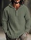cheap Men&#039;s Linen Shirts-Men&#039;s Linen Shirt Hooded Shirt Maroon White Army Green Long Sleeve Stripes Hooded Spring &amp;  Fall Holiday Vacation Clothing Apparel