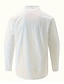 cheap Men&#039;s Linen Shirts-Men&#039;s Linen Shirt Shirt Button Up Shirt Beach Shirt Black White Pink Long Sleeve Plain Band Collar Spring &amp; Summer Casual Daily Clothing Apparel