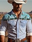 cheap Men&#039;s Printed Shirts-Cowboy Men&#039;s Vintage western style 3D Printed Western Shirt  Daily Wear Going out Weekend Spring &amp; Summer Turndown Long Sleeve Blue Green Khaki S M L 4-Way Stretch Fabric Shirt