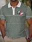 cheap Graphic Polo-Lines / Waves Eagle Men&#039;s Business Casual 3D Print Waffle Polo Shirt Street Wear to work Daily Wear Waffle Fabric Short Sleeve Turndown Polo Shirts Wine Navy Blue Summer S M L Micro-elastic