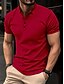 cheap Classic Polo-Men&#039;s T shirt Tee Waffle Polo Shirt Work Street Stand Collar Short Sleeves Solid Color Basic Summer Loose Fit Black Red Dark Navy khaki Army Green T shirt Tee