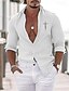 cheap Men&#039;s Printed Shirts-Faith Casual Resort Men&#039;s Shirt Linen Shirt Outdoor Daily Vacation Spring &amp;  Fall Turndown Long Sleeve White, Pink, Blue S, M, L Cotton Linen Shirt