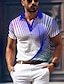 cheap Graphic Polo-Geometry Men&#039;s Business 3D Print Polo Shirt Golf Polo Outdoor Daily Wear Streetwear Polyester Short Sleeve Turndown Polo Shirts Blue Purple Summer S M L Micro-elastic Lapel Polo
