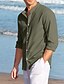 cheap Men&#039;s Linen Shirts-Men&#039;s Linen Shirt Shirt Button Up Shirt Beach Shirt Pink Army Green Long Sleeve Plain Lapel Spring &amp;  Fall Casual Daily Clothing Apparel