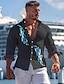 cheap Men&#039;s Printed Shirts-Fish Men&#039;s Resort Hawaiian 3D Printed Shirt Vacation Going out Beach Spring &amp; Summer Turndown Long Sleeve Black White Blue S M L Polyester Shirt