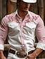 cheap Men&#039;s Printed Shirts-Floral Men&#039;s Vintage western style 3D Printed Western Shirt  Daily Wear Going out Weekend Spring &amp; Summer Turndown Long Sleeve Pink Khaki Beige S M L 4-Way Stretch Fabric Shirt