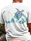 cheap Men&#039;s Graphic Tshirt-Graphic Animal Turtle Men&#039;s Hawaiian Resort Style 3D Print T shirt Tee Sports Outdoor Holiday Vacation T shirt White Pink Blue Short Sleeve Crew Neck Shirt Spring &amp; Summer Clothing Apparel S M L XL