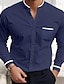 cheap Men&#039;s Casual Shirts-Men&#039;s Shirt Dress Shirt Button Up Shirt White Navy Blue Light Blue Gray Long Sleeve Patchwork Standing Collar Wedding Daily Front Pocket Clothing Apparel Fashion Casual Comfortable Smart Casual